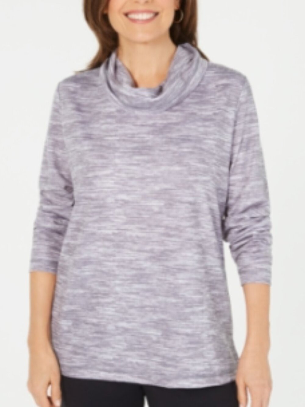 Karen Scott Women's Grey Sport Space-Dyed Cowlneck Top XL